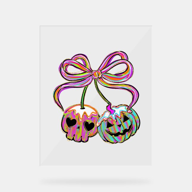 Coquette Pumpkin Cherries Halloween Acrylschild (Vorderseite)
