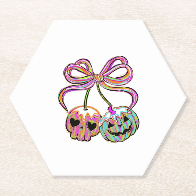 Coquette Pumpkin Cherries Halloween Untersetzer (Vorderseite)