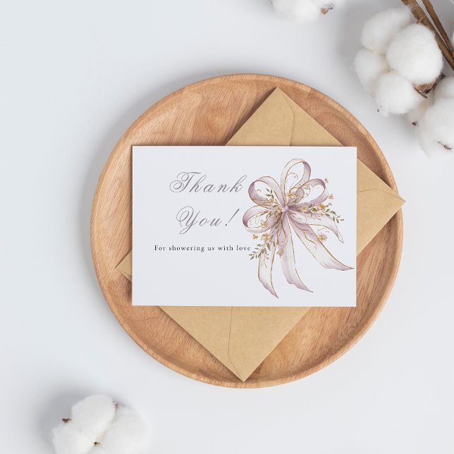 Coquette purple bow baby shower  dankeskarte (Von Creator hochgeladen)