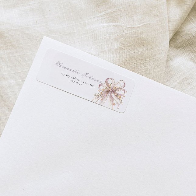 Coquette purple bow baby shower Return Address (Von Creator hochgeladen)