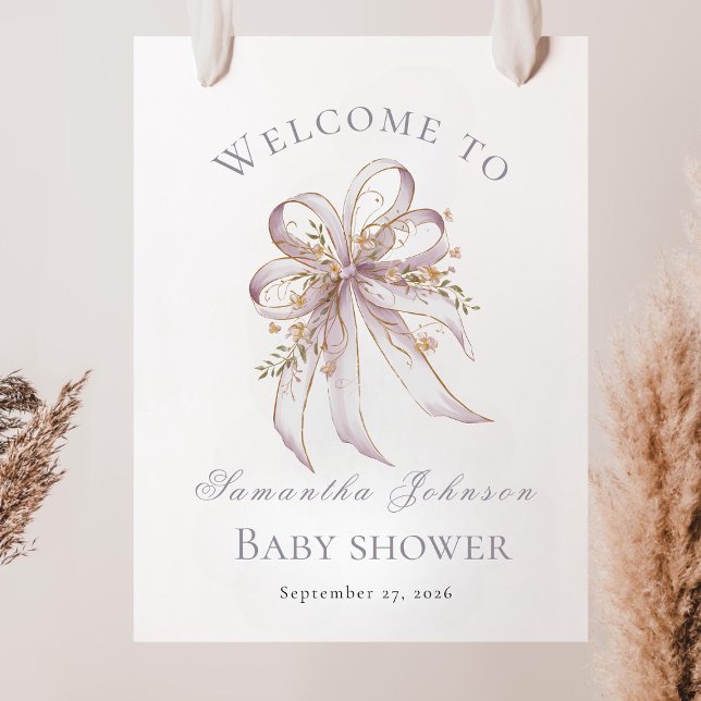 Coquette purple bow baby shower welcome sign ( poster (Von Creator hochgeladen)