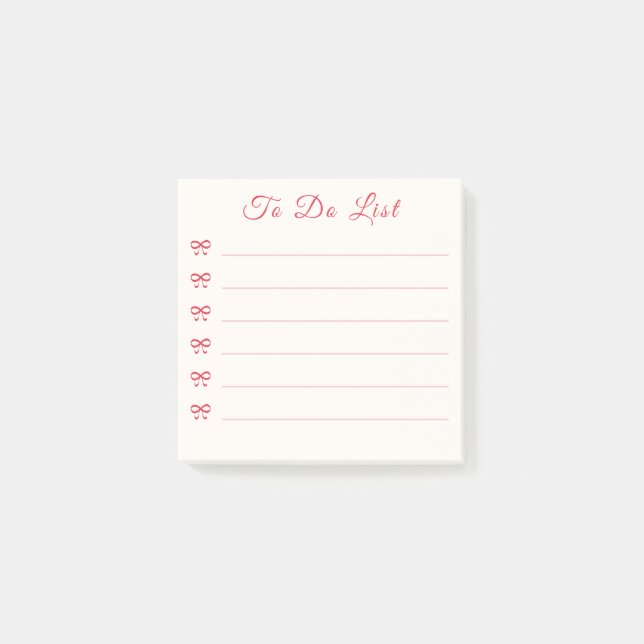 Coquette Red Bow Bullet Point To Do List Post-it Klebezettel (Vorderseite)