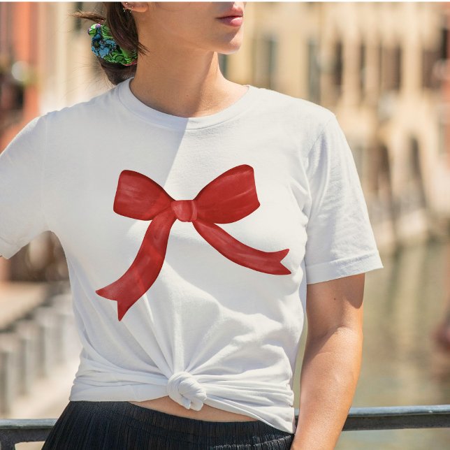 Coquette Red Christmas Bow Elegante Minimalistisch Tri-Blend Shirt (Von Creator hochgeladen)