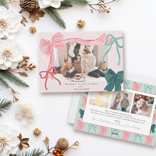 Coquette Red & Green Bows 4 Foto Rosa Weihnachten