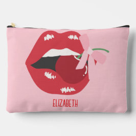 Coquette Red Lips Rosa Ribbon Bow Zubehörtasche