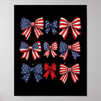 Coquette Red White and Blue Patriotic Bows Retro J
