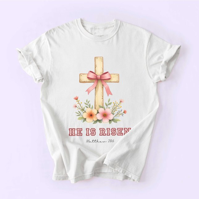 Coquette Religious, Jesus Easter, He is Risen T-Shirt (Von Creator hochgeladen)