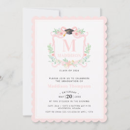 Coquette Ribbon Abschluss Monogram Wappen Einladung