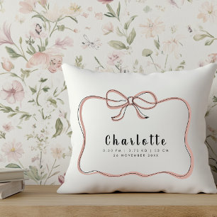 Coquette Ribbon Frame Name Geburtsstunde Kissen