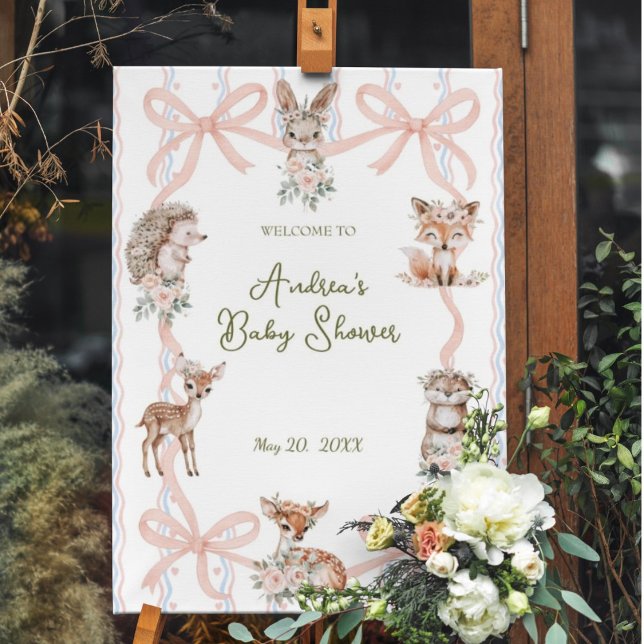 Coquette Ribbon Woodland Babydusche Willkommen Poster (Von Creator hochgeladen)