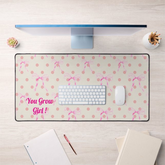 Coquette Ribbons & Dots Anpassen von Slogan oder N Schreibtischunterlage (Büro 1)