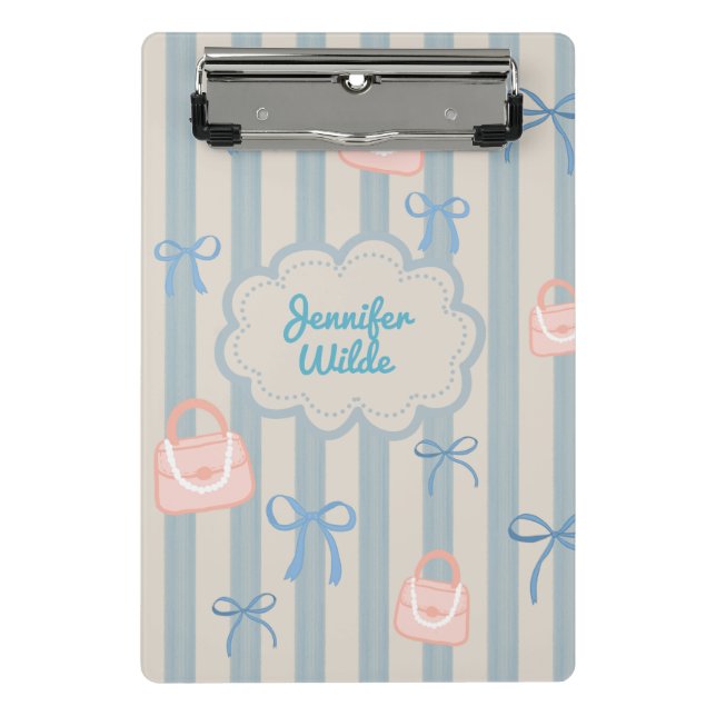 Coquette Ribbons Personalisierter Name Mini Klemmbrett (Vorderseite)