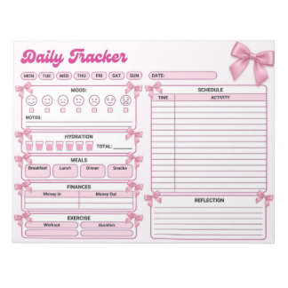 Coquette Rosa Bogen Tages-Tracker Notizblock