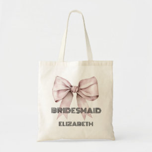 Coquette rosa Bow Ribbon Personalisiert Bridesmaid Tragetasche