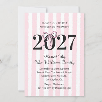 Coquette Rosa Gestreift Silvesterparty 2027 Einladung