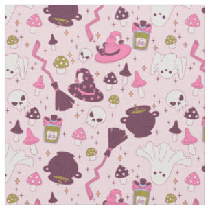 Coquette rosa halloween Hexenkessel Besen Stoff