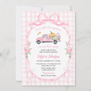 Coquette Rosa Kürbis-LKW Mädchen Baby Shower Einladung