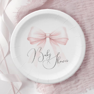 Coquette Rosa Schleife Baby-Party Pappteller