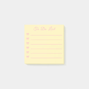 Coquette Rosa Schleife und gelbe Aufzählungspunkte Post-it Klebezettel