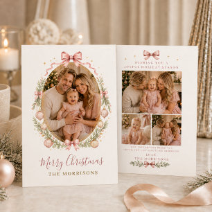 Coquette Rosa Schleife Vier Foto Weihnachten Famil