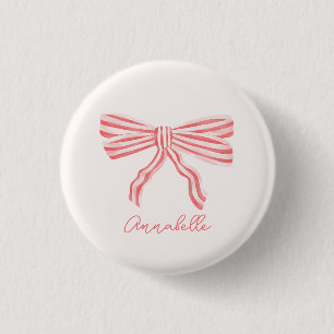 Coquette Rosa Streifen Bow Button