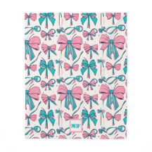 Coquette rosa und aquamarine Bogen Monogramm