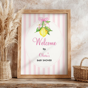 Coquette Rosa Zitronen Babyparty Willkommen Poster