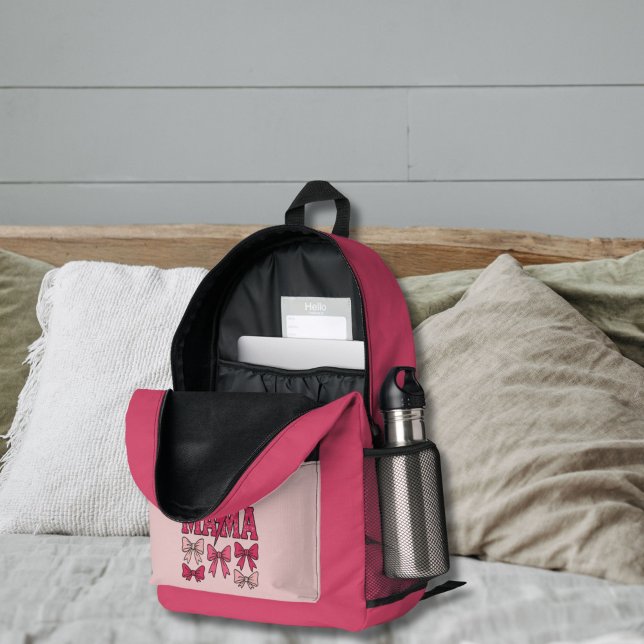 Coquette Rose Baise Mama Sac à dos (Mama Pink Bow Coquette Aesthetic backpack or diaper bag. Baby shower new mom gift,)