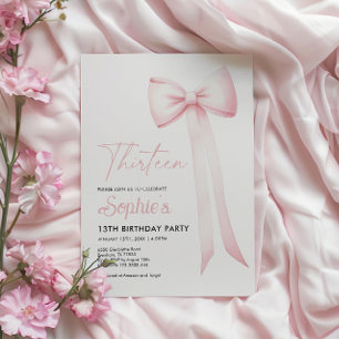 Coquette rose Bow 13e anniversaire Invitation