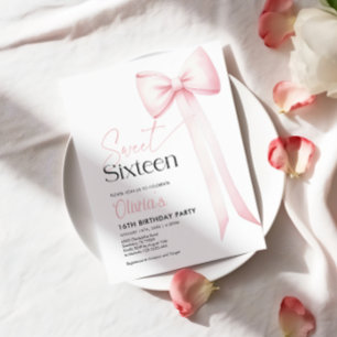 Coquette rose Bow 16e anniversaire Invitation
