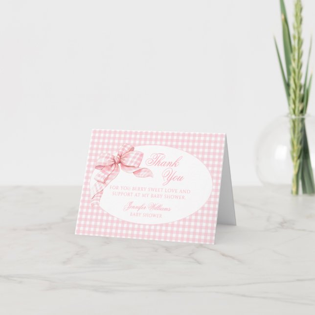 Coquette Rose Bow Baby Girl Douche Merci Cartes (Devant)