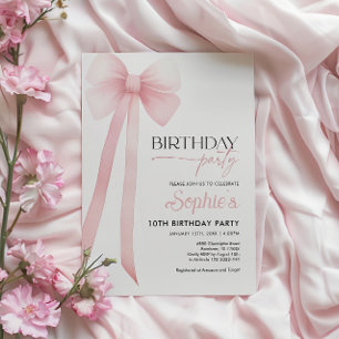 Coquette Rose Bow Invitation Anniversaire
