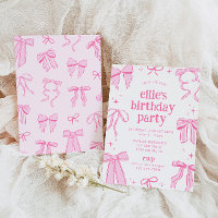 Coquette Rose Bows Anniversaire Invitation