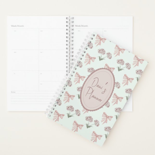 Coquette Rose et Bow Bullet Journal (Devant avec enveloppe)