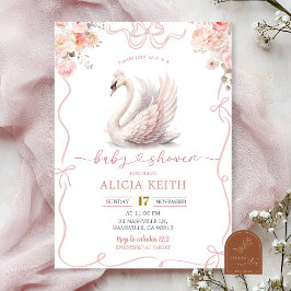 Coquette rose Fille Swan Couronné Invitation