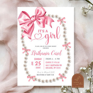 Coquette Rose Girl Baby shower Invitation