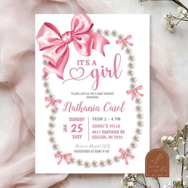 Coquette Rose Girl Baby shower Invitation (Créateur téléchargé)