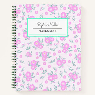 Coquette rose personnalisée Carnet floral spiral