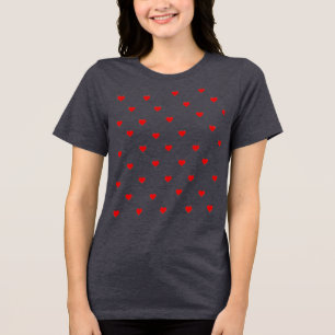 Coquette-Rot-Herz-Muster Grafik-T-Shirt Tri-Blend Shirt
