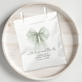 Coquette Sage Green Bow Bridal Shower Thank You Geschenktütchen