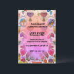 Coquette Save The Date<br><div class="desc">All cute pastel coquette with a tea party setting,  tea cups,  pastries,  candle drum,  bird,  cat,  butterfly,  bee,  dragonfly,  cute things and etc</div>