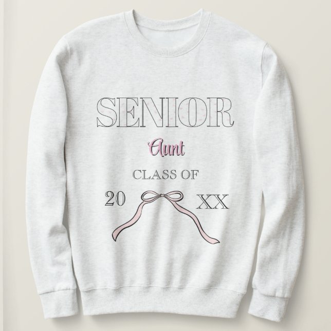 Coquette Senior Aunt Graduate Custom Pink Bow  Sweatshirt (Design vorne)