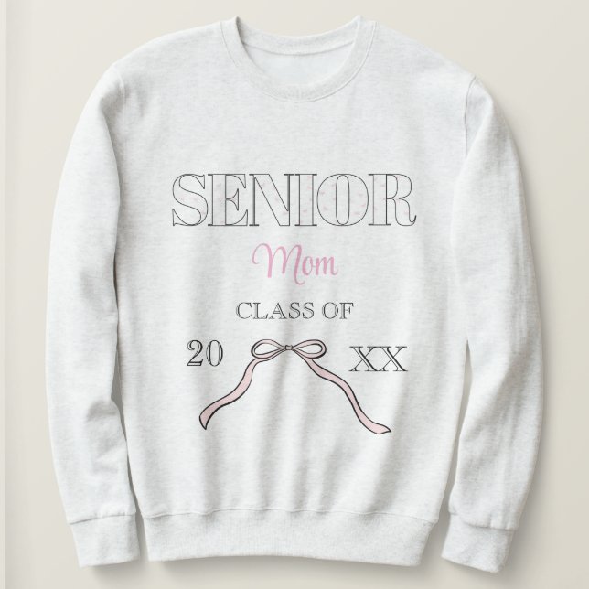 Coquette Senior Mom Graduate Custom Pink Bow  Sweatshirt (Design vorne)