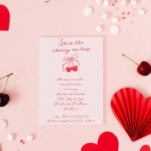 Coquette She is the Cherry on Top Brautparty Einladung