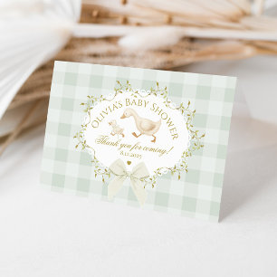 Coquette Silly Goose Sage Gingham Babyparty Dankeskarte