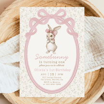 Coquette Some Bunny 1st Birthday Invitation