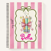 Coquette Stifte Design Pink Streifen Notebook