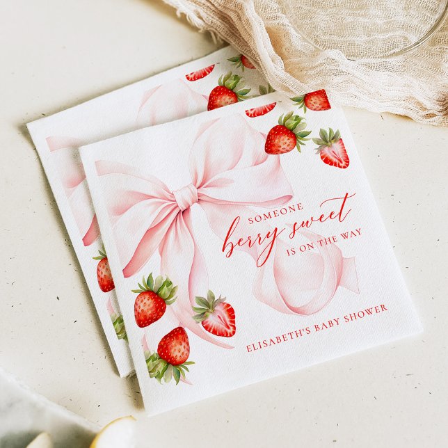 Coquette Strawberry Baby Shower Serviette (Von Creator hochgeladen)