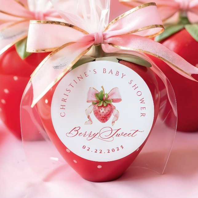 Coquette Strawberry Babydusche Runder Aufkleber (Von Creator hochgeladen)