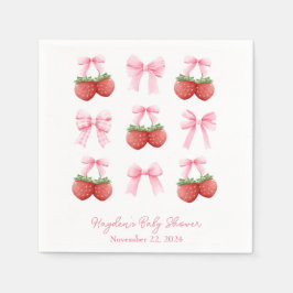 Coquette Strawberry Pink Bow Personalisiert Napkin Serviette